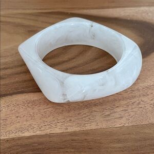 Mango White Marble Resin Square Bangle Bracelet